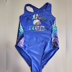 Girl's Mermaid Club Blue and Iridescent swimsuit Sz 6
